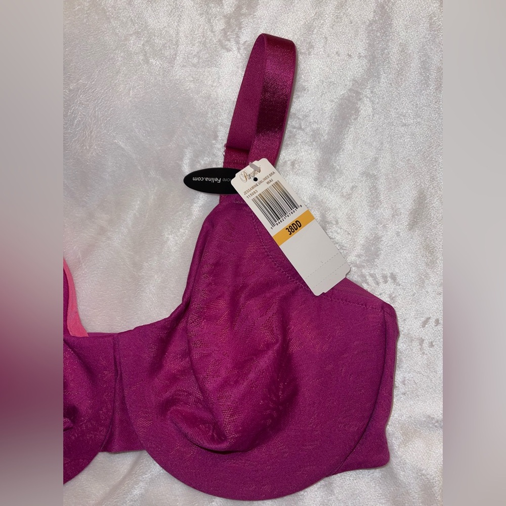 Jessamine Unlined Side Smoothing Minimizer Bra (Wild Aster / Iris Rose, 38DD) - Picture 6 of 11